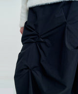 DOZI - Pinched Long Skirt _ BLACK