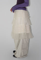 SHEER TIERED MIDI SKIRT