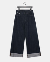Mije Non-Fade Roll-Up Pocket Wide Denim Long Pants