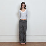C LACE BUTTON T-SHIRT_LIGHT GREY