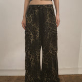Chenji Leopard Zipper Cargo Pocket Pants
