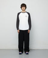 SLASH LOGO WAFFLE RAGLAN LONG SLEEVE_BLACK