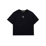 SIGNATURE CROP HALF T-SHIRT [BLACK]