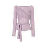 WRAP TIE BOATNECK TOP_Lavender