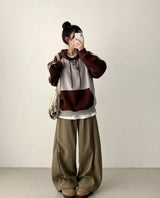 Rutte Corduroy Side Pin Tuck Slit Banding Wide Pants