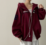 Moco Number Patch Embroidery Overfit Two Way Hooded Zip-Up