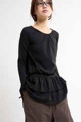 Frill tie waist blouse top