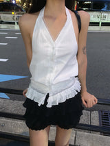 リエプリーツレースティアードミニスカート