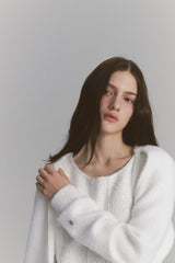 Fur Ribbon Bolero White