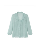 ロイズリボンタイラッフルシフォンブラウス Mint