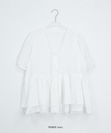 Pombo Tiered Frill Over Fit Short Sleeve Puff Blouse
