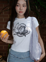 Rose Stud Graphic T-Shirt_White
