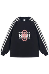 Colorblock Printed Loose Sweatshirt