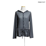 (3color) Punching Stripe Shirring Flare Cardigan