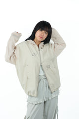 studs nylon knitzip hoodie(white)