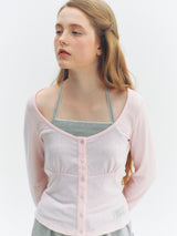 Halter Button T-Shirt (Pink)