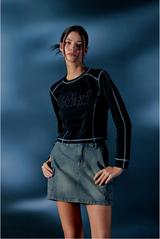 ODSD Cut-off Cover Stitch Semi-Crop T-shirt