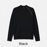 Linked Shoulder Zipper Ribbed Half-Neck Knit