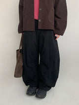 Billet Buckle Stitch Curved Balloon Pants