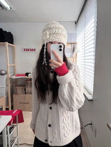 Fluffy Clover Beanie-Cream