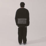 ストライプパッチデニムカーディガン_ブラック