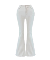 White pocket long boots cut pants