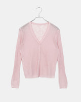 Dab see-through V-neck two-way button cardigan