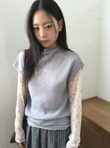 Rahini Layered Half-Neck Cap Short Sleeve Knit