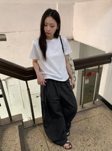 チエールベルトセットコットンワイドバンディングパンツ