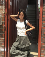 Karen frill cargo layered skirt pants