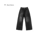 トックスウォッシュ加工カットワイドデニムパンツ