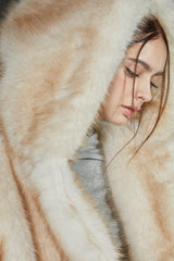 TWO TONE FUR JACKET -IVORY