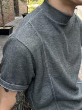 [MUSCLE FIT] Slit mock neck half knit(3color)