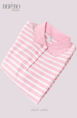 ピンクストライプルーズカラーTシャツ