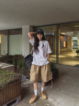 パンプキンピンタックバルーン斜めカーゴパンツ