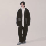 ストライプパッチデニムパンツ_ブラック