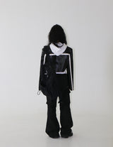 string zipper cargo wide pants