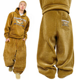 Wide corduroy mink napping pants