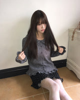 Chomin Frill-Collar Knit Cardigan