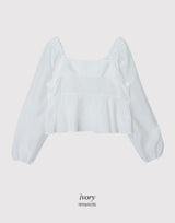 #Fairy Ribbon Puff Long Sleeve Blouse (4color)