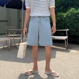 LMN イースタンマイクロクールハーフカプリワイドデニムハーフパンツ (3 colors)