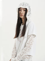 LACE BUTTON HOODIE TOP
