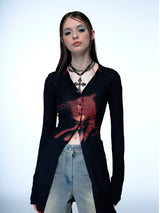 Emoha cosmo lady printed punk long shirt