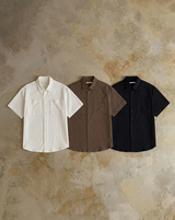 Muted Oat Crinkle Short Sleeve Shirt
