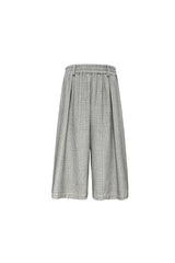 Pleated Check Capri Pants