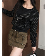 Slim dot hood zip up(2color)