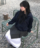 Dot Velvet フード付きウィンドブレーカージャンパー_Navy