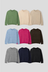 LMN エルヘビーケーブルラウンドニット (9 colors)
