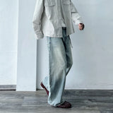 Belted Washed Wide Jeans