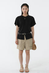 SHIRRED ROUND TOP_BLACK